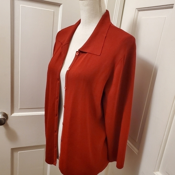 Due per Due Collection Dark Red Button Front Cardigan rayon/nylon Size Large - Picture 8 of 8